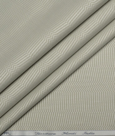 Tessitura Monti  Giza Cotton Striped Shirting Fabric (Light Olive Gren)