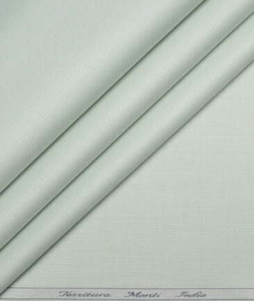 Tessitura Monti 2 Ply 70's Giza Cotton Striped Shirting Fabric (Light Olive Green)