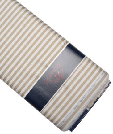 Tessitura Monti 2 Ply 70's Giza Cotton Striped Shirting Fabric (White & Brown)