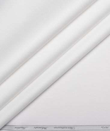 Tessitura Monti 2 Ply 70's Giza Cotton Striped Shirting Fabric (White)