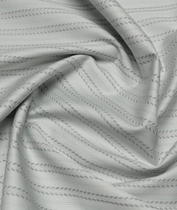 Tessitura Monti  Giza Cotton Striped Shirting Fabric (Light Olive Gren)