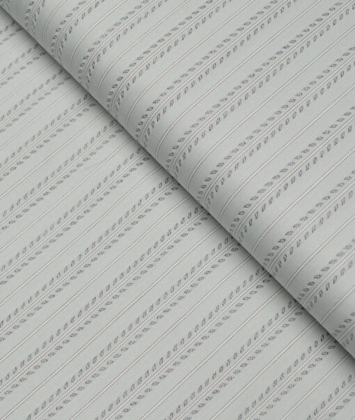 Tessitura Monti  Giza Cotton Striped Shirting Fabric (Light Olive Gren)