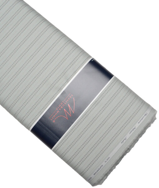 Tessitura Monti  Giza Cotton Striped Shirting Fabric (Light Olive Gren)
