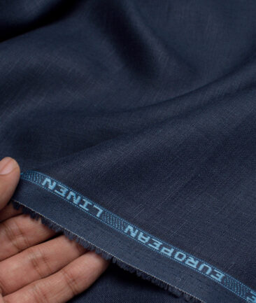 Linen Club 60 LEA European Linen Solids Shirting Fabric (Navy Blue)