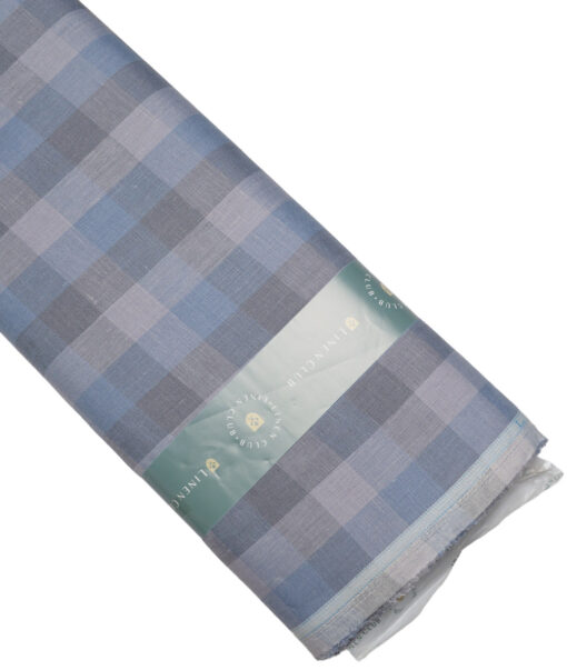 Linen Club 60 LEA European Linen Checks Shirting Fabric (Blue & Grey)
