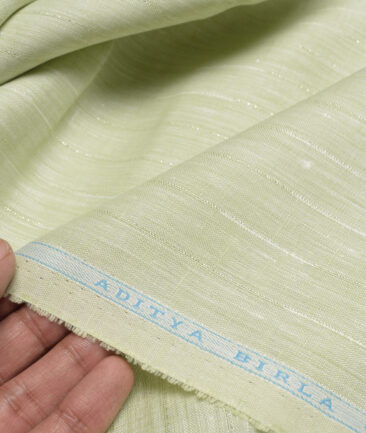 Linen Club 60 LEA European Linen Striped Shirting Fabric (Light Green)