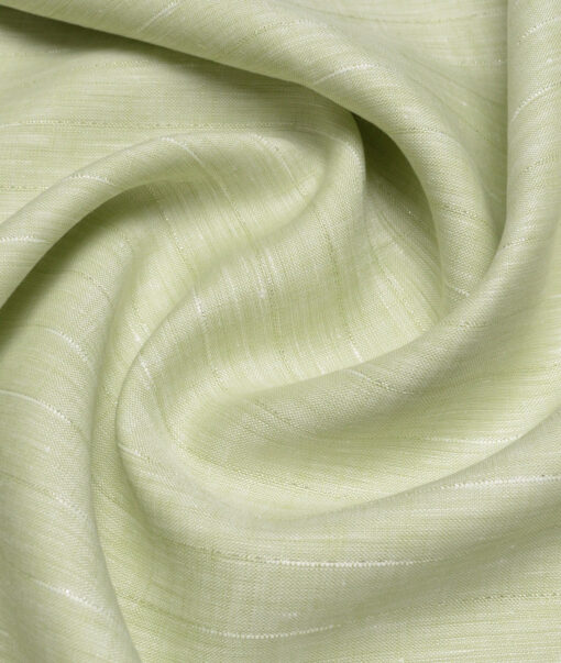Linen Club 60 LEA European Linen Striped Shirting Fabric (Light Green)