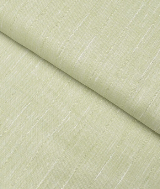 Linen Club 60 LEA European Linen Striped Shirting Fabric (Light Green)