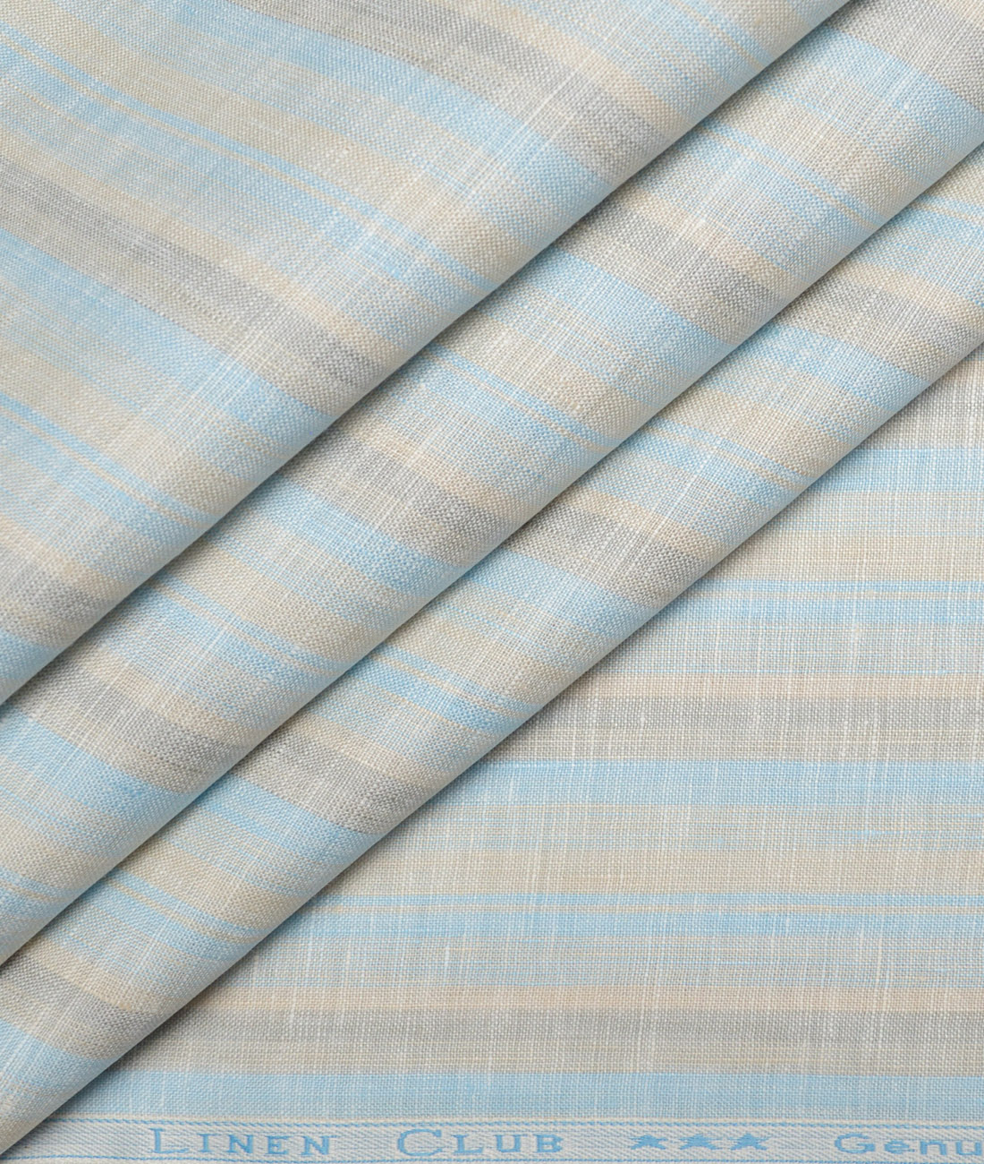 Linen Club 60 LEA European Linen Striped Shirting Fabric (Beige & Arctic Blue) Linen Club 60 LEA European Linen Striped Shirting Fabric (Beige & Arctic Blue)