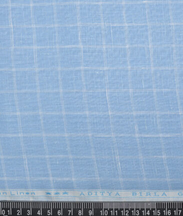 Linen Club 60 LEA European Linen Checks Shirting Fabric (Denim Blue)