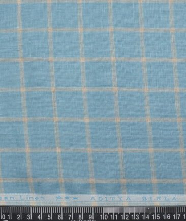 Linen Club 60 LEA European Linen Checks Shirting Fabric (Fountain Blue)