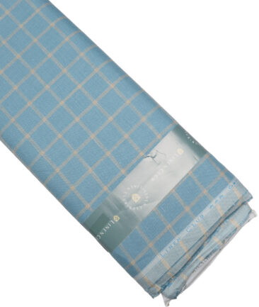 Linen Club 60 LEA European Linen Checks Shirting Fabric (Fountain Blue)