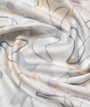 Arvind  Superfine Cotton Printed Shirting Fabric (White & Grey)