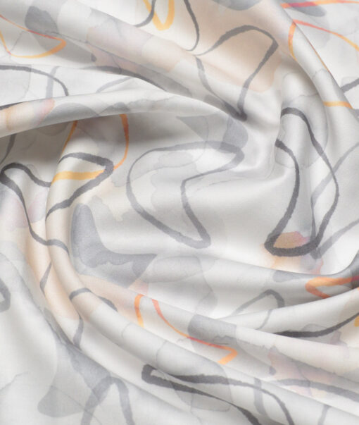 Arvind  Superfine Cotton Printed Shirting Fabric (White & Grey)