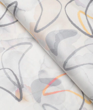 Arvind  Superfine Cotton Printed Shirting Fabric (White & Grey)