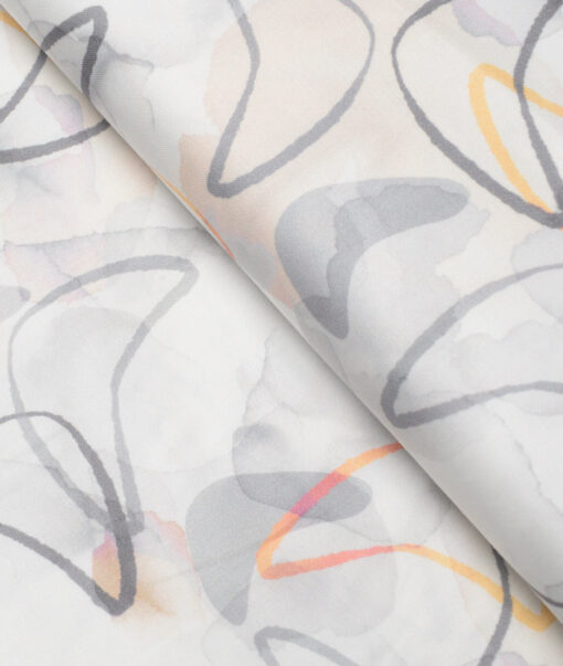 Arvind  Superfine Cotton Printed Shirting Fabric (White & Grey)