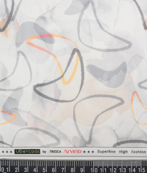 Arvind  Superfine Cotton Printed Shirting Fabric (White & Grey)