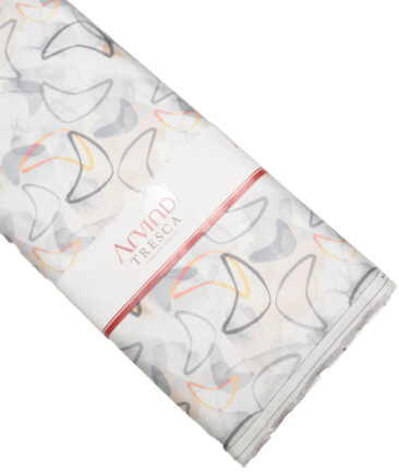 Arvind  Superfine Cotton Printed Shirting Fabric (White & Grey)