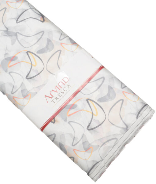 Arvind  Superfine Cotton Printed Shirting Fabric (White & Grey)