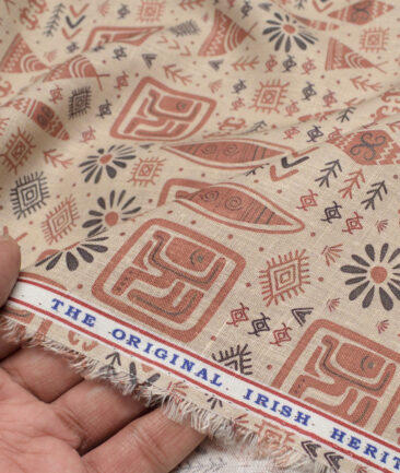 Burgoyne  Irish Linen Printed Shirting Fabric (Beige)