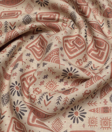 Burgoyne  Irish Linen Printed Shirting Fabric (Beige)