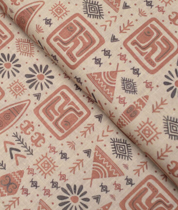Burgoyne  Irish Linen Printed Shirting Fabric (Beige)