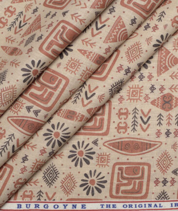 Burgoyne  Irish Linen Printed Shirting Fabric (Beige)