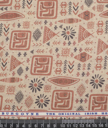 Burgoyne  Irish Linen Printed Shirting Fabric (Beige)