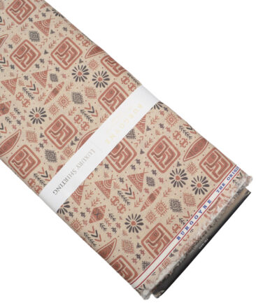 Burgoyne  Irish Linen Printed Shirting Fabric (Beige)