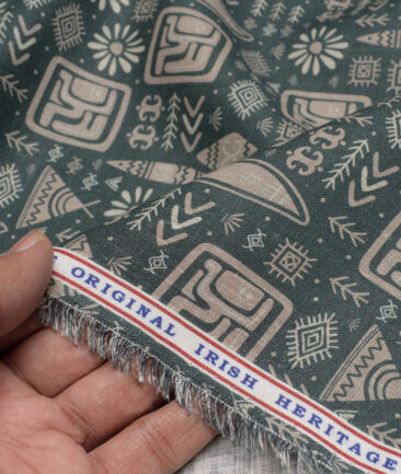 Burgoyne  Irish Linen Printed Shirting Fabric (Green)
