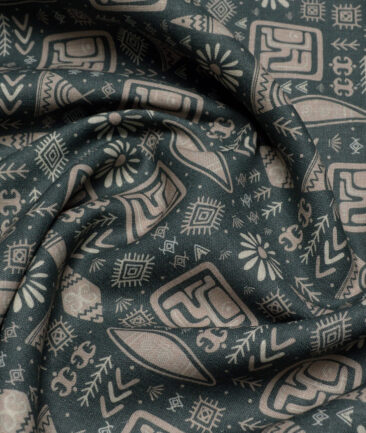 Burgoyne  Irish Linen Printed Shirting Fabric (Green)