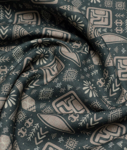 Burgoyne  Irish Linen Printed Shirting Fabric (Green)