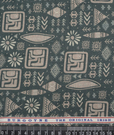 Burgoyne  Irish Linen Printed Shirting Fabric (Green)