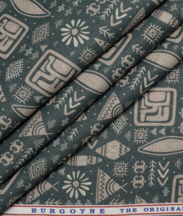 Burgoyne  Irish Linen Printed Shirting Fabric (Green)
