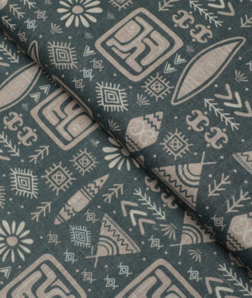 Burgoyne  Irish Linen Printed Shirting Fabric (Green)