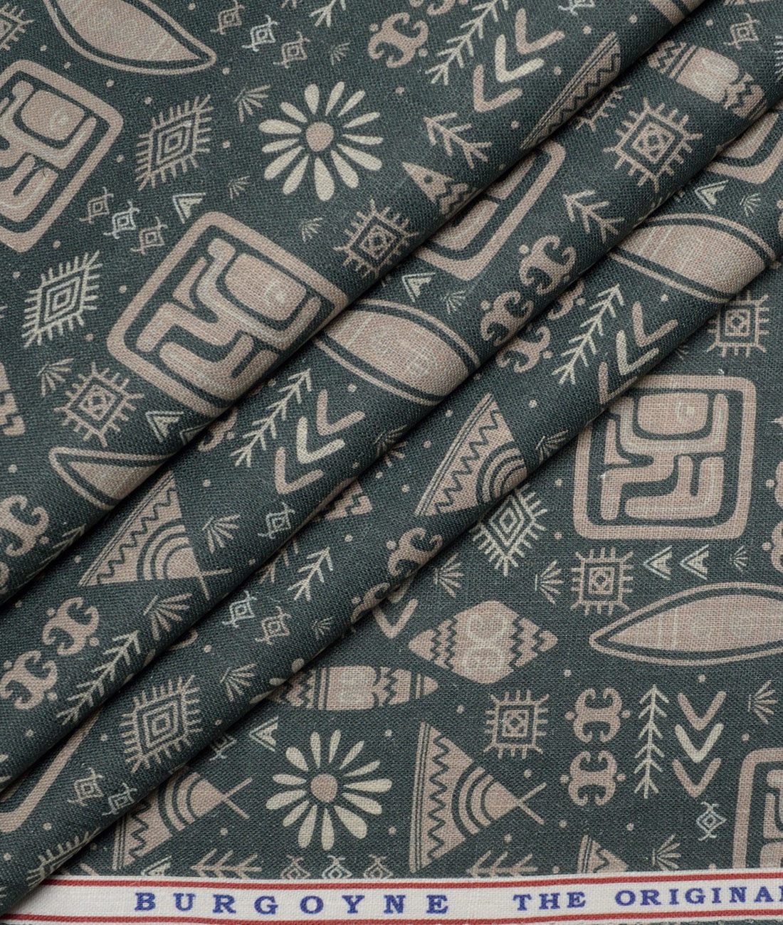 Burgoyne Irish Linen Printed Shirting Fabric (Green) Burgoyne Irish Linen Printed Shirting Fabric (Green)