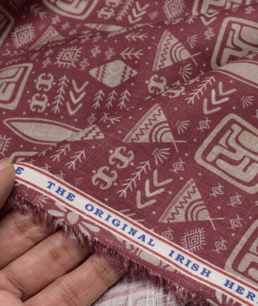 Burgoyne  Irish Linen Printed Shirting Fabric (Maroon)