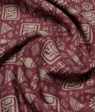 Burgoyne  Irish Linen Printed Shirting Fabric (Maroon)