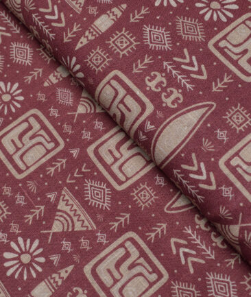 Burgoyne  Irish Linen Printed Shirting Fabric (Maroon)