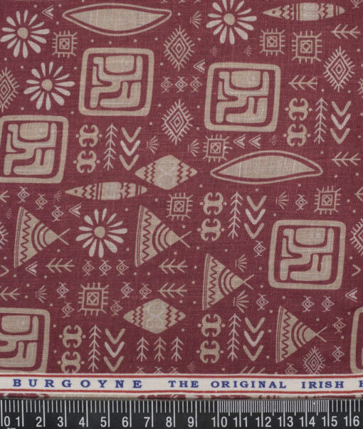 Burgoyne  Irish Linen Printed Shirting Fabric (Maroon)