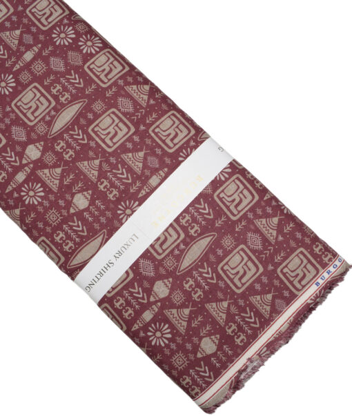 Burgoyne  Irish Linen Printed Shirting Fabric (Maroon)