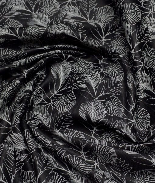 Cadini Italy  Premium Cotton Printed Shirting Fabric (Black & White)