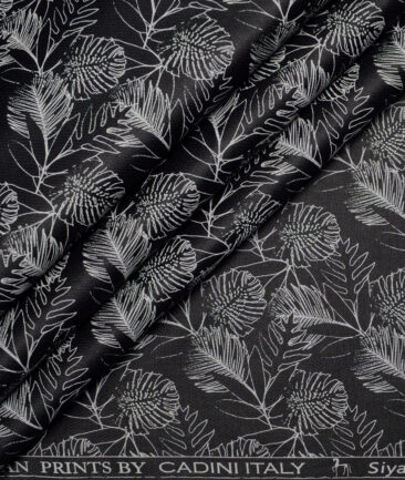 Cadini Italy  Premium Cotton Printed Shirting Fabric (Black & White)