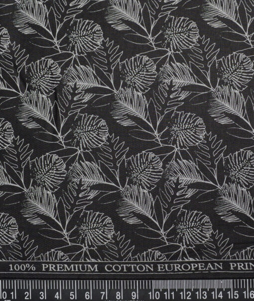 Cadini Italy  Premium Cotton Printed Shirting Fabric (Black & White)