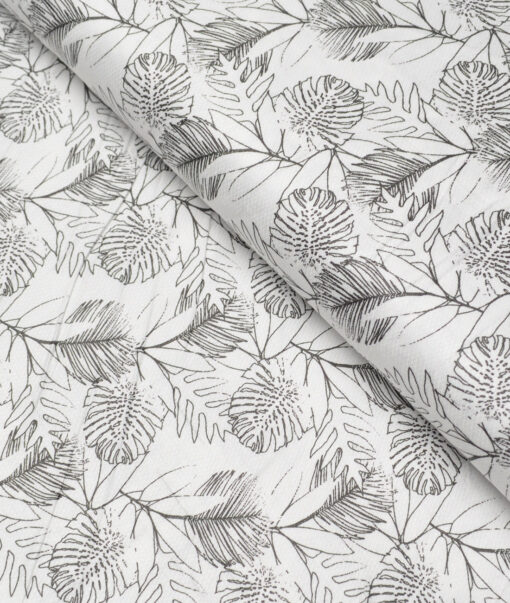 Cadini Italy  Premium Cotton Printed Shirting Fabric (White & Black)