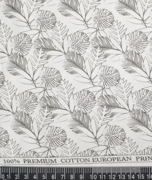 Cadini Italy  Premium Cotton Printed Shirting Fabric (White & Black)