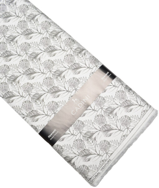 Cadini Italy  Premium Cotton Printed Shirting Fabric (White & Black)