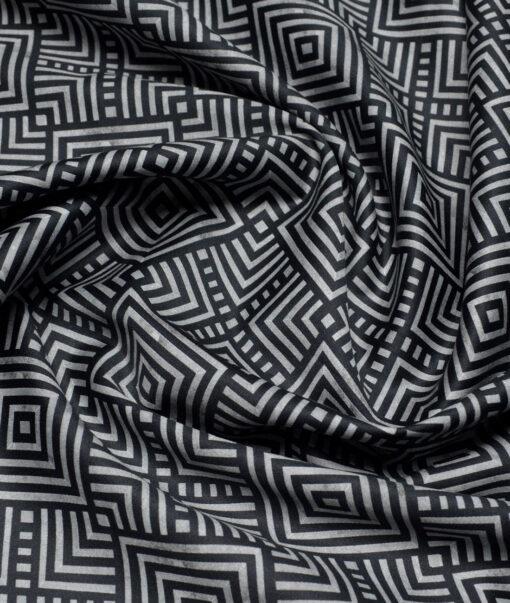 Cadini Italy  Premium Cotton Printed Shirting Fabric (Black & Grey)