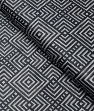 Cadini Italy  Premium Cotton Printed Shirting Fabric (Black & Grey)