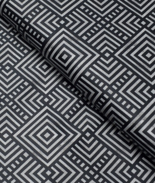 Cadini Italy  Premium Cotton Printed Shirting Fabric (Black & Grey)